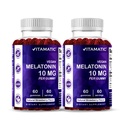 Vitamatic Melatonin 10 mg Χορτοφαγικά Gummies – Μη Χαλαρωτικό σχηματισμό – 60 Gummies ανά φιάλη – 2-Pack (Σύνολο 120 Vegan Gummies)