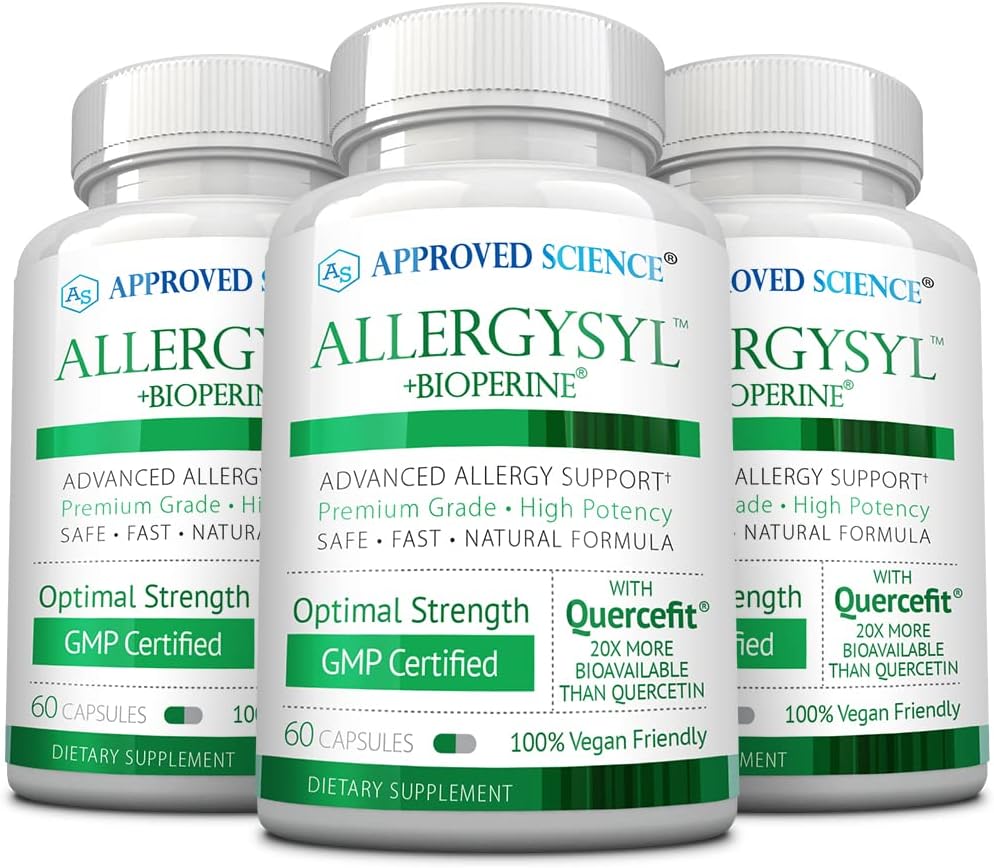 Approved Science Allergysyl - Lower Intensity of Seasonal Allergies, Boost Immunity, Rich in Antioxidants - Vegan Friendly - 180 Capsules - Made in USA
