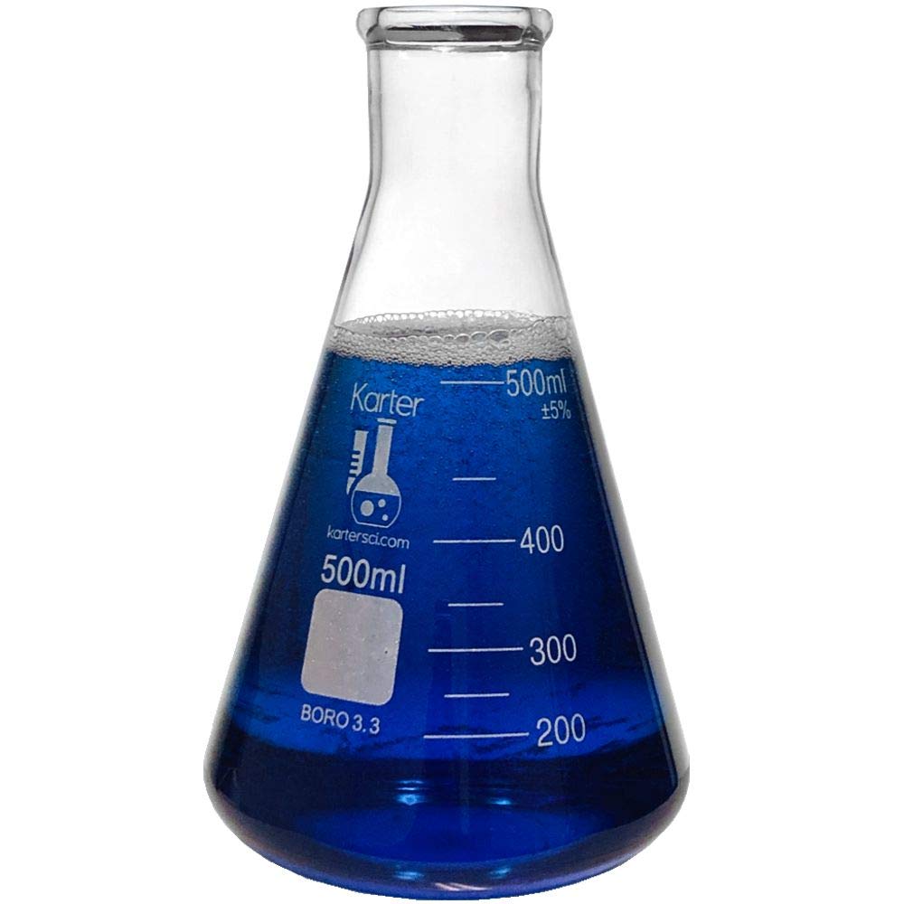 500ml Στενό Στόμα Erlenmeyer Flask, 3.3 Βοροπυριτικό Γυαλί, Karter Scientific 213G29 (Single)