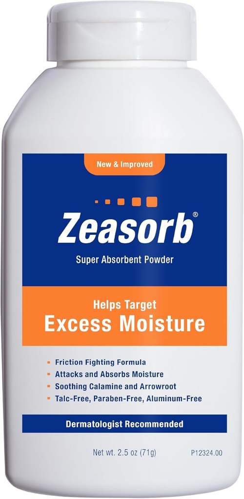 Zeasorb Prevention, Super Absorbent Excess Moisture Powder to Prevent Chafing & Itching, 2.5 Oz