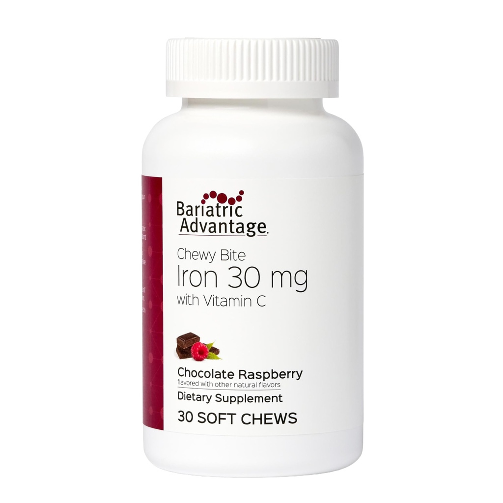 Βαριατρικό Πλεονέκτημα Σιδήρου Chewy Bite Chocolate Raspberry Truffle (30 mg σιδήρου, 60 mg βιταμίνης c) 30 αριθμός