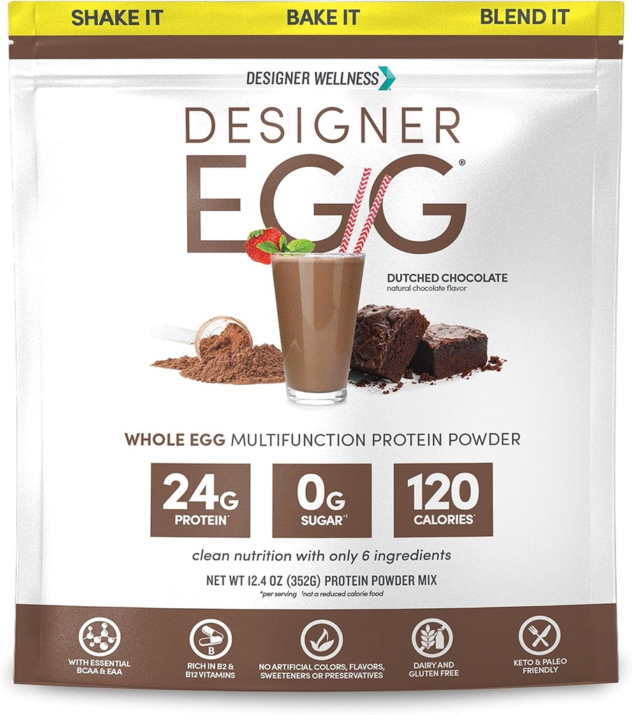 Σχεδιαστής Wellness, Designer Egg, Φυσικό αυγό Yolk & Λευκή πρωτεΐνη σκόνη, Κέτο και Παλαιοφιλική, χαμηλή θερμίδα, λιγότερο λίπος και χοληστερόλη, Ολλανδική σοκολάτα, 12,4 ουγγιά