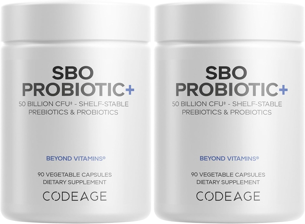 Codeage SBO Probiotics, 50 δισεκατομμύρια CFUs ανά υπηρεσία, Multi Strain Soil Based Organizations Blend και Organic Fermented Botanical Blend, Ράφι-Stable - 2 Pack
