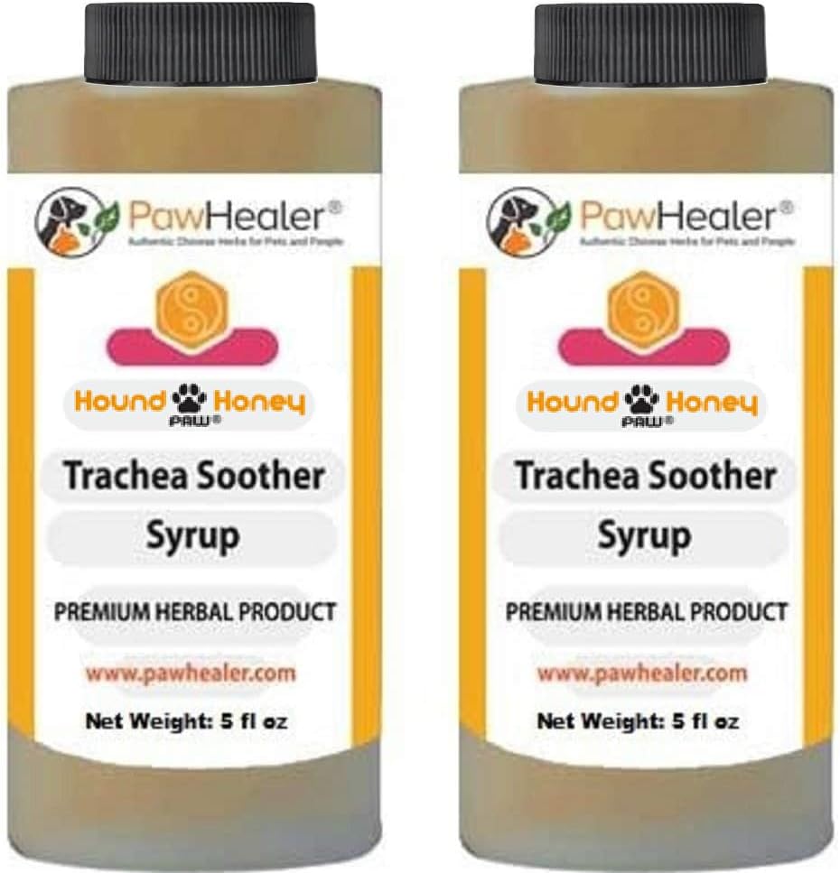 PawHealer Trachea Soother Syrup 2PAK Hound Honey - Φυσική βοτανική θεραπεία για τα συμπτώματα της καταρρέουσας τραχείας - Γεύσεις Καλή - Εύκολο να χορηγήσει (5 fl oz/ea) ...