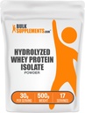 BulkSupplies.com Hydrolyzed Whey Protein Isolate Powder - Whey Isolate Protein - Μη αρωματισμένη και χωρίς γλουτένη, 30g ανά Σερβίρισμα, 500g (1.1 lbs) (Pack of 1)