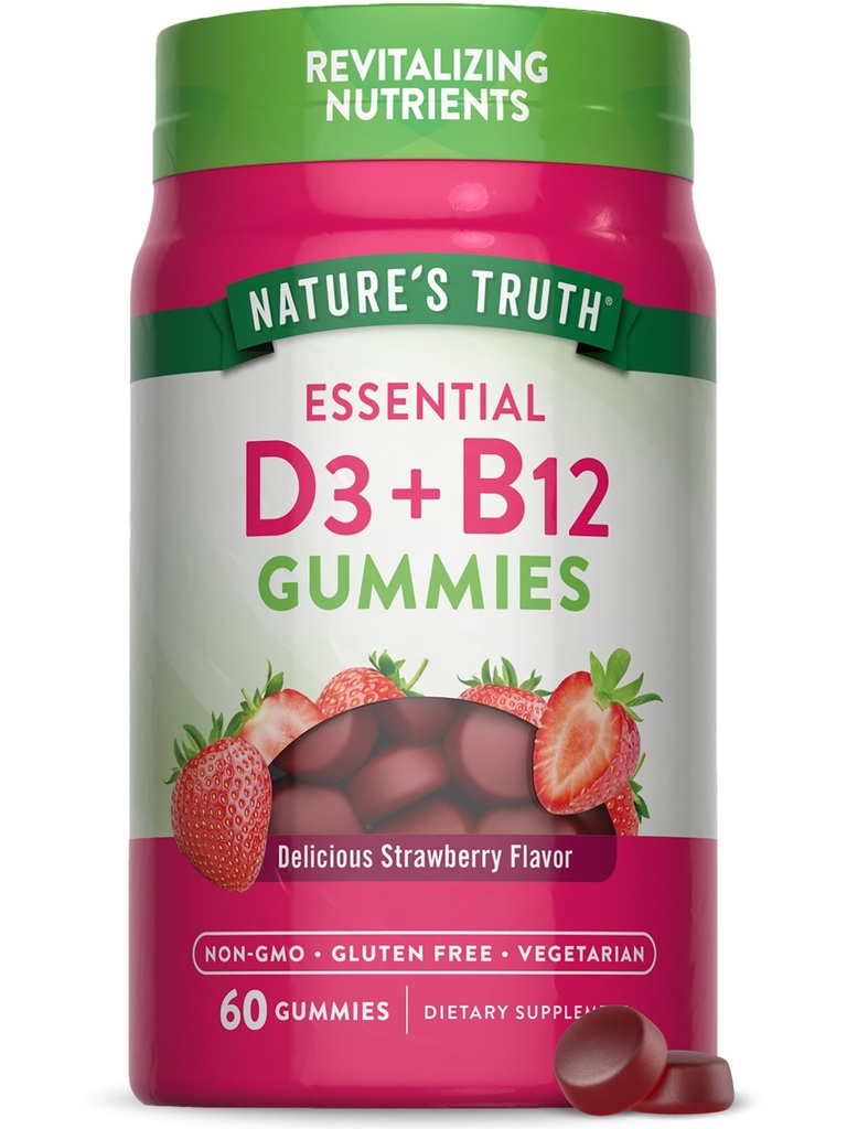 Nature's Truth Vitamin D3 and B12 Gummies for Adults 