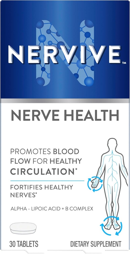 Nervive Nerve Health, Alpha Lipoic Acid, Fortify Nerve Health, Healthy Nerve Function, Healthy Blood Circulation, Συμπλήρωμα, Tablet, 30 Tablets