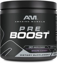 Amazing Muscle Pre Boost | 30 Servings | 324 Grams Powder | Pre Workout Supplement | Made in USA (30 Servings, Natural Grape Candy)