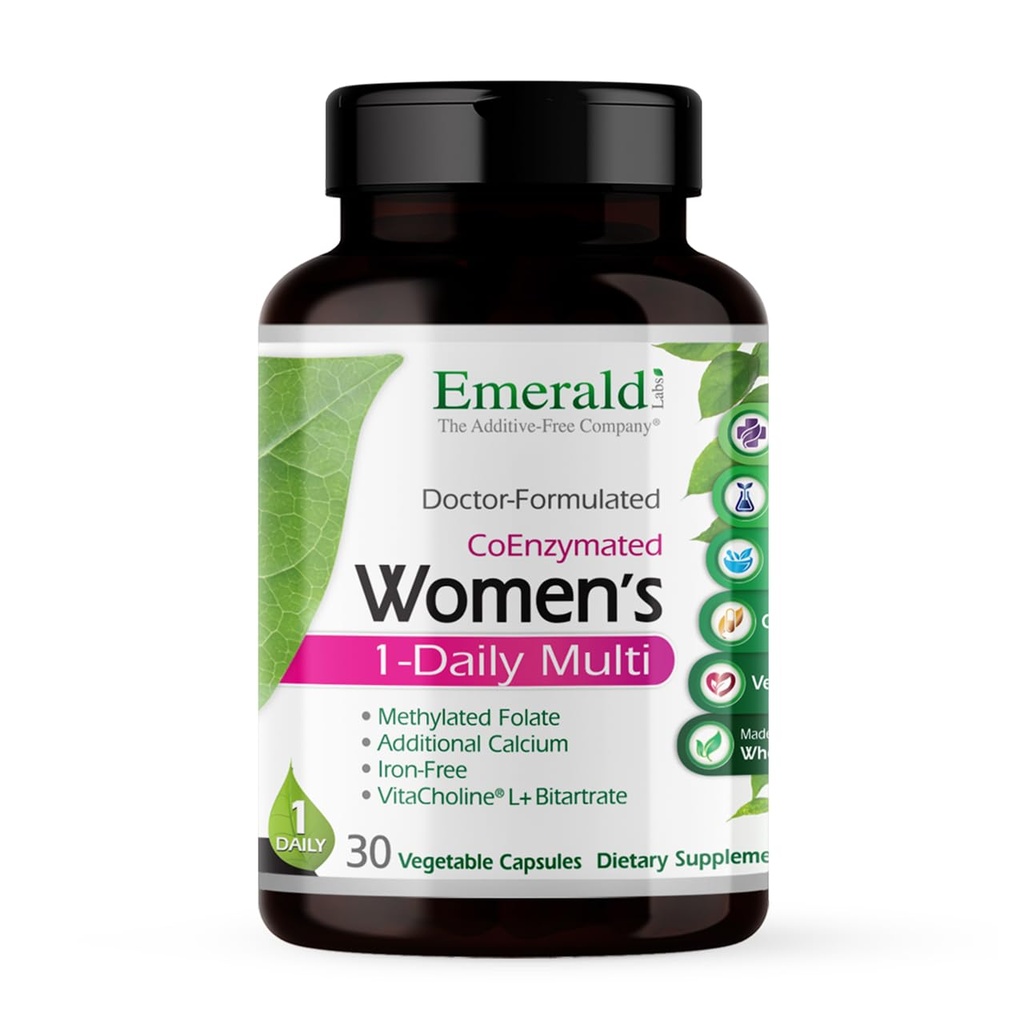 EMERALD LABS Γυναικεία 1-Daily Multi-Multivitamin για γυναίκες - Περιλαμβάνει ασβέστιο, ψευδάργυρο, βιταμίνη Β & More - Συμπλήρωμα υποστήριξης οστών & ανοσοποιητικών* - Χωρίς γλουτένη - 30 κάψουλες λαχανικών