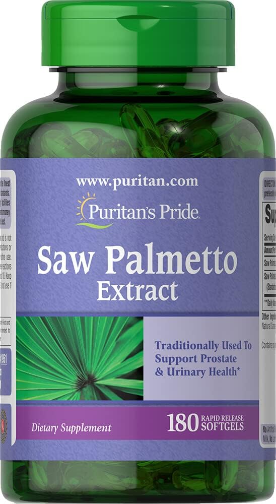 Puritan's Pride Saw Palmetto εκχύλισμα, υποστηρίζει λειτουργία ούρων και προωθεί Prostate hatelh, 180 κόμης