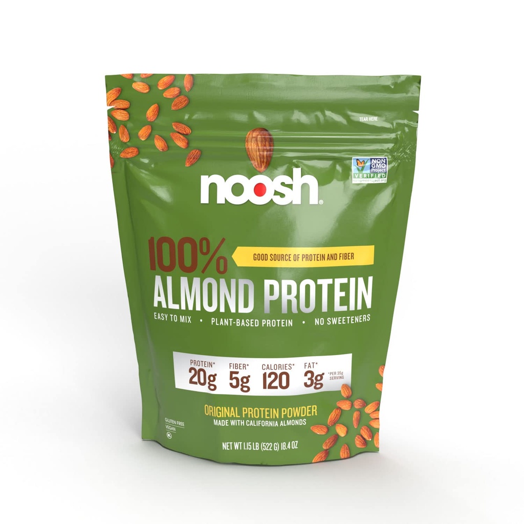 Σκόνη πρωτεΐνης αμυγδάλου με βάση το NOOSH Unflavored 35 Gram - Vegan, όλα τα φυσικά συστατικά, μη ΓΤΟ, Χωρίς γλουτένη, Kosher, χωρίς φυστίκια, χωρίς σόγια, χωρίς γαλακτοκομικά (χωρίς γεύση)