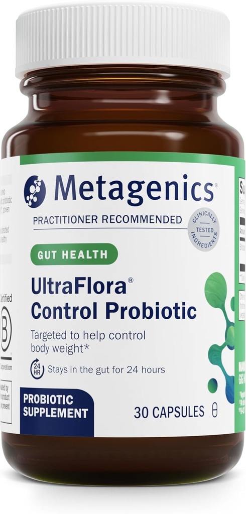 Metagenics UltraFlora Control Probiotic Supplement - Suffel-Stable Formula with Prebiotics - Υποστηρίζει Υγιεινό Microbiome Gut, Right Regulation & Bloating Relief* - 30 Services