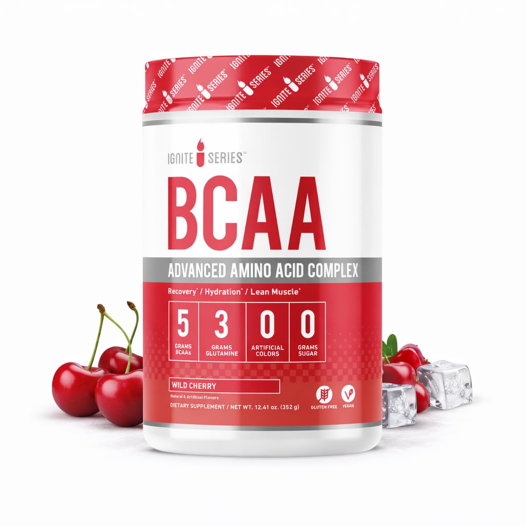 Πλήρης Διατροφή Ignite Σειρά BCAA Advanced Amino Acid Complex, Wild Cherry, Υποστηρίζει την αποκατάσταση των μυών, την ενυδάτωση και την ανάπτυξη, 5g BCAA, 3g Γλουταμίνη, 13 oz Tub (30 υπηρεσίες)
