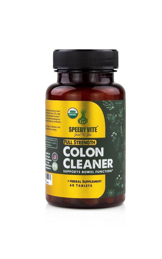 SpeedyVite® Organic Colon Cleaner Full Strength - (60 Veg Tablets) με οργανικό φλοιό Cascara Sagrada, Όρεγκον Grape Root, Τουρκία Rhubarb, Τζίντζερ & Φενέλ. Φυσικό συμπλήρωμα - υποστηρίζει τη λειτουργία bowel*