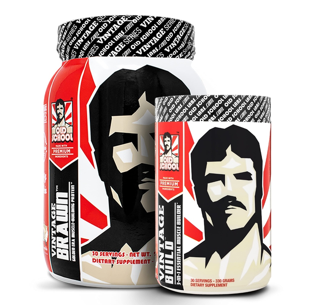 Old School Labs Vintage Brawn Muscle Building Protein and Vintage Build Post Workout