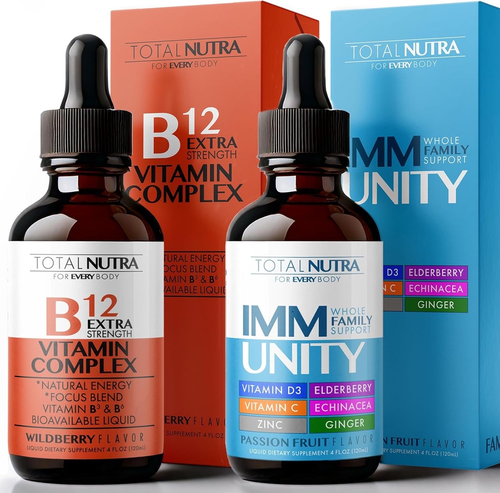 Επιπλέον δύναμη Β σταγόνες βιταμίνης και 6-σε-1 Liquid Multivitamin Supplement 