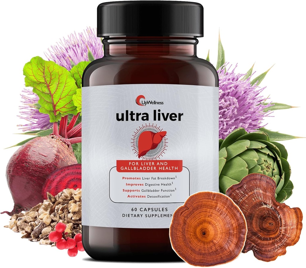 UpWellness Ultra Liver Supplement for Liver Support and Gallbladder Support - Powered by TMG, NAC Milk Thittle, and More - Liver Cleanse Detox & Repair - 60 Κάψουλες