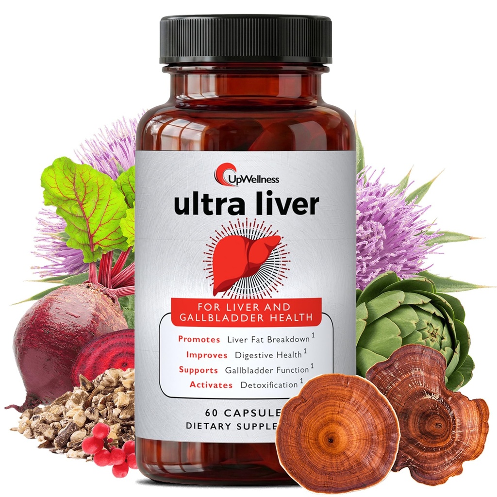 UpWellness Ultra Liver Supplement for Liver Support and Gallbladder Support - Powered by TMG, NAC Milk Thittle, and More - Liver Cleanse Detox & Repair - 60 Κάψουλες