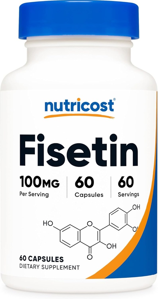 Κάψουλες Nutricost Fisetin 100mg, 60 Κάψουλες - Φυσικό Αντιοξειδωτικό Πολυφαινόλης - Μη ΓΤΟ, Χωρίς Γλουτένη, και Vegan Φιλικό συμπλήρωμα