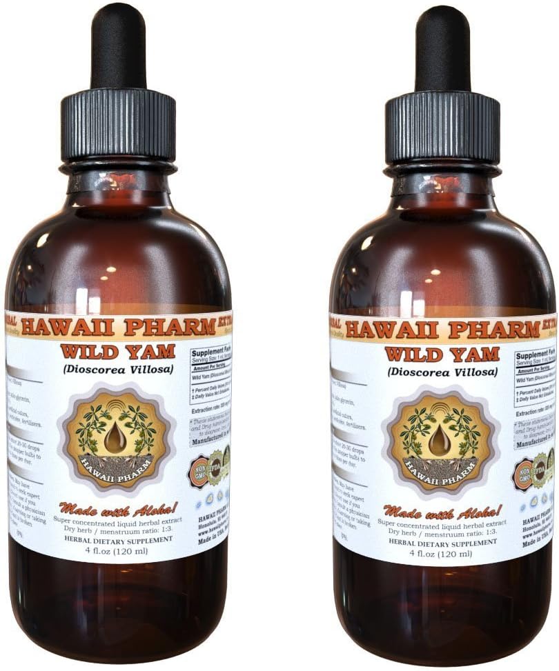 Wild Yam Liquid Extract, Wild Yam (Dioscorea Villosa) Βάμμα, συμπλήρωμα βοτάνων, Hawaii Pharm, Made in USA, 2x2 fl.oz