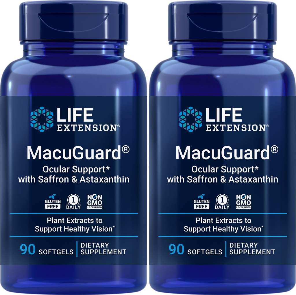 Επέκταση ζωής MacuGuard Οφθαλμική υποστήριξη 90 softgels με Saffron & Ασταξανθίνη