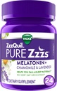 ZzzQuil PURE Zzzs Μελατονίνη Gummies, Sleep Aid, Μελατονίνη 2mg, με Χαμομήλι & Λεβάντα, Μελατονίνη Gummies ύπνου, Βοηθήματα ύπνου για ενήλικες, Wildberry Βανίλια Γεύση, 24 Gummies ύπνου