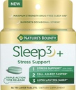 Nature's Bounty Stress Support Plus Melatonin, Sleep3 Maximum Strength 100% Drug Free Sleep Aid, Dietary Supplement with Ashwagandha, Time Release Technology, 10mg, 56 Tri-Layered Tablets