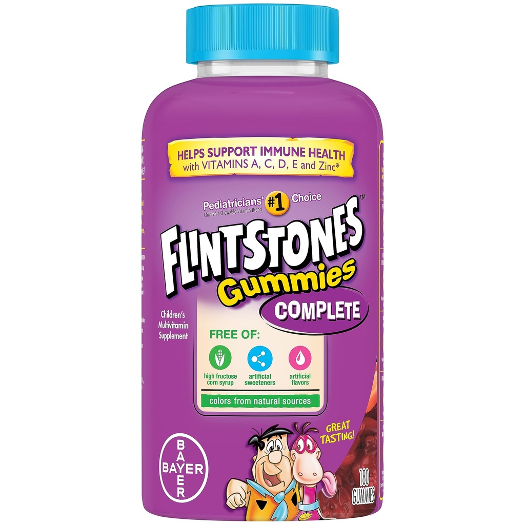 Flintstones Vitamins Complete Gummies, Kids Vitamins for Toddlers and Children, Kids Multivitamin Gummies with Vitamin A, B6, B12, C, E & Zinc, 180 Count
