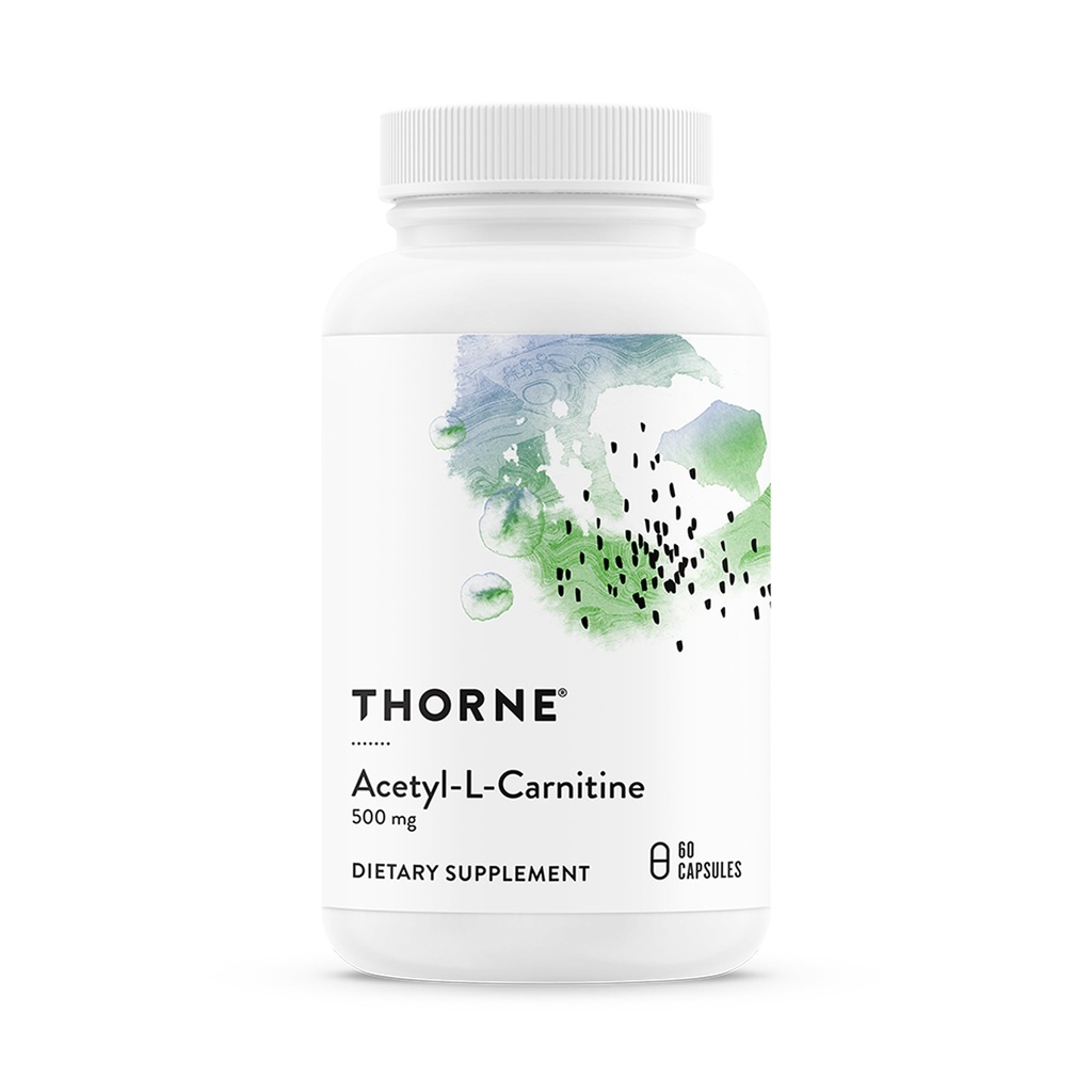 THORNE - Acetyl-L-Carnitine - 500 mg - Υποστηρίζει εγκεφαλική λειτουργία & υγιή νευρικές αισθήσεις στα χέρια & πόδια* - Γλουτένη, γαλακτοκομικά & χωρίς σόγια - 60 κάψουλες