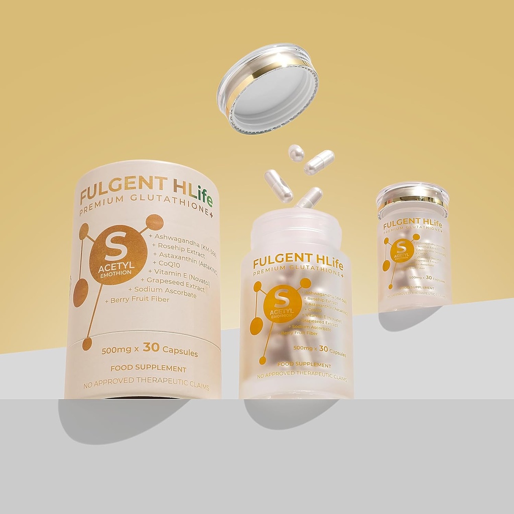 Premium S-Acetyl Glutathione Antioxidant Complex – με Ashwagandha, Ασταξανθίνη & CoQ10 – Υψηλής ισχύος 500mg, 30 κάψουλες