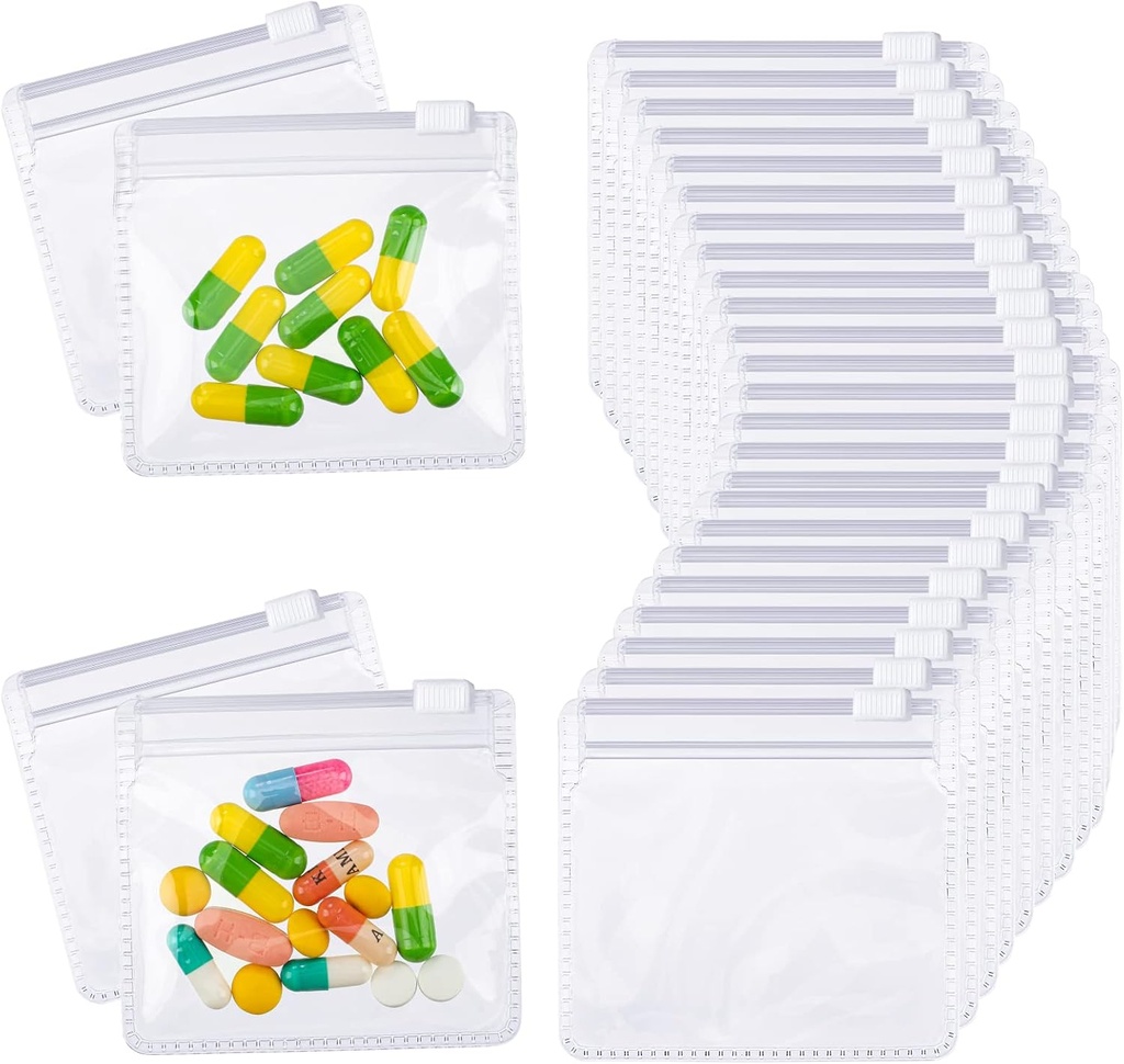 Nuanchu 48 Τεμάχια Τσάντες χαπιών Pouches Set Reuseable Zippered Pill Baggies Clear Πλαστική αυτοσφραγίζοντας Travel Medicine Organizer Αποθήκευση με Slide Lock για την ιατρική και μικρά αντικείμενα