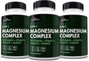BioSchwartz Magnesium Complex Supplement (3 Pack) 350mg Μαγνήσιο Γλυκινικό Κιτρικό Κακό και Ταυρικό Ανά υπηρεσία για υγιή νεύρα Μυς Υποστήριξη για τον Ύπνο της Καρδιάς (Vegan, Χωρίς Γλουτένη, Μη ΓΤΟ)