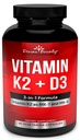 Βιταμίνη K2 (MK7 & MK4) με συμπλήρωμα D3 - Βιταμίνη K & D ως MK-7 100mcg, MK-4 500mcg, και 5000 IU Βιταμίνη D3 3-σε-1 Formula - Υποστήριξη οστών και καρδιάς - 90 κάψουλες μη ΓΤΟ