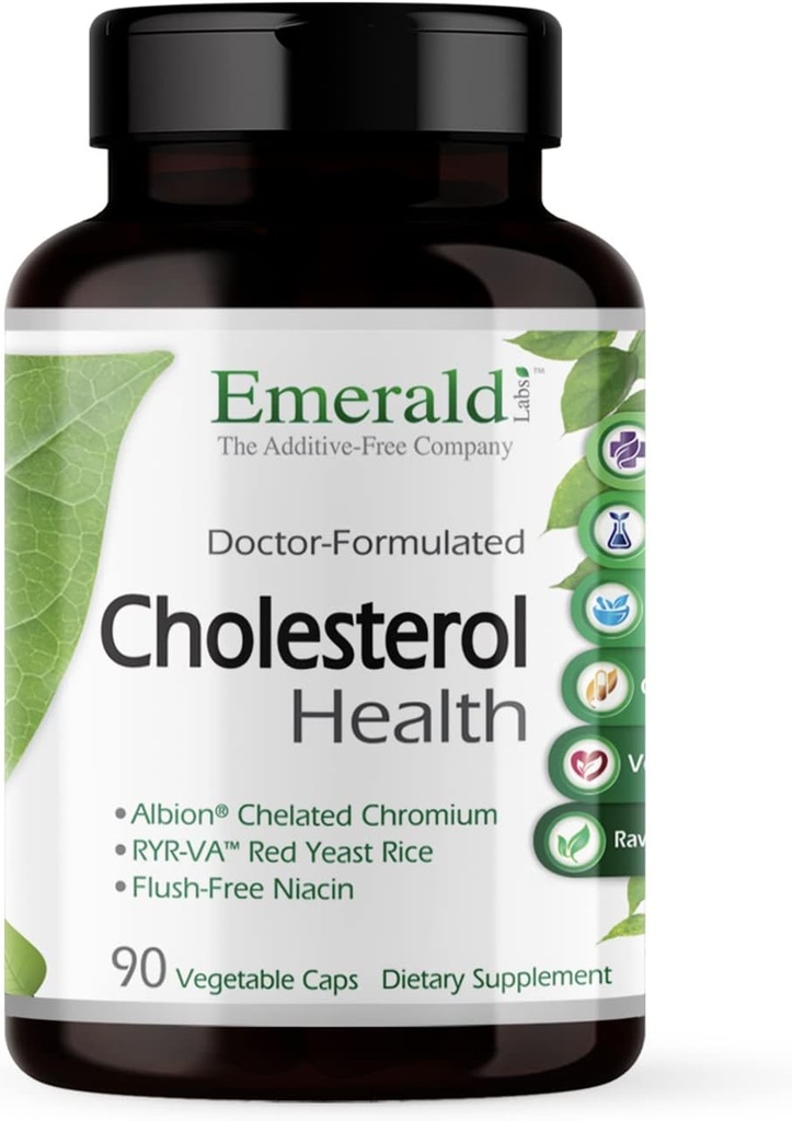 Emerald Labs Cholesterol Health - Διαθέτει CoQ10, Flush-free νιασίνη, RYR-VA, και σκόρδο για την καρδιά και την υποστήριξη της κυκλοφορίας - 90 κάψουλες λαχανικών
