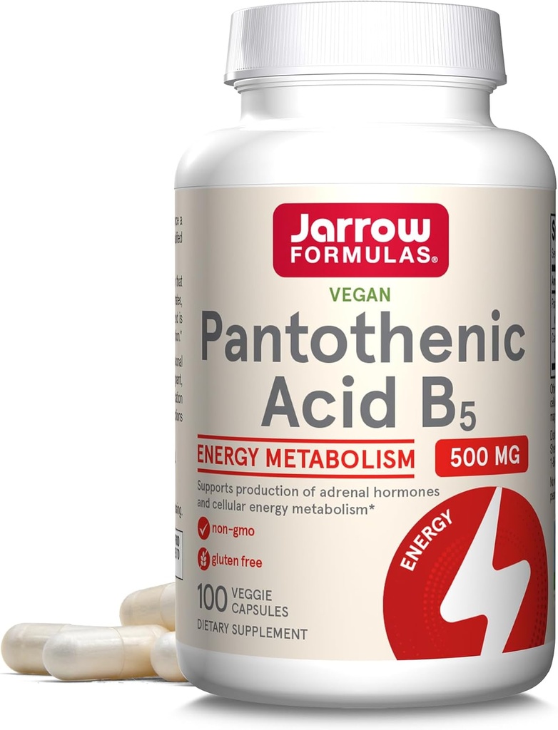 Jarrow Formulas Pantothenic Acid B5 500 mg - 100 Veggie Caps - Απαραίτητη βιταμίνη Β - Ενεργειακή Παραγωγή & Υποστήριξη Μεταβολισμού - 100 Σερβιέτες