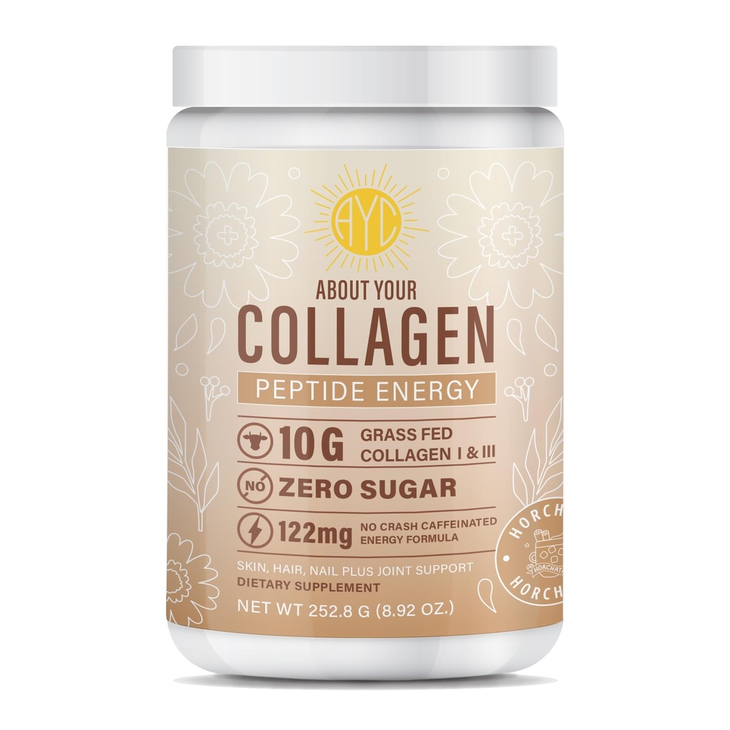 Peptide Energy Collagen Σκόνη μαλλιών, νυχιών, δέρματος, τύπου I & III, καφεΐνη για την ενέργεια, βιταμίνη C, βιοτίνη, υαλουρονικό οξύ, Zero Sugar – 8,92 oz (Horchata)