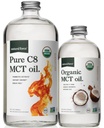 Natural Force Organic Pure C8 + Organic Full Spectrum MCT Oil – USDA Organic, Non GMO, 100% Pure Coconut MCTs – Keto, Paleo, Vegan, and Kosher – 32 Oz & 16 Oz Glass Bottles