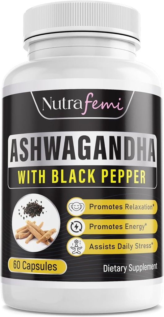 Organic Ashwagandha με Μαύρο Πιπέρι για Απορρόφηση. Ανθεκτική στο άγχος, αυξάνει τα επίπεδα ενέργειας & υποστηρίζει τη βελτίωση μνήμης - 650 Mg 60 κάψουλες