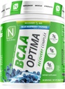 NutraKey BCAA Optima μετά το συγκρότημα αποκατάστασης προπόνησης, χωρίς ζάχαρη, χωρίς υδατάνθρακες, βοήθεια αποκατάστασης, μπλε σμέουρο