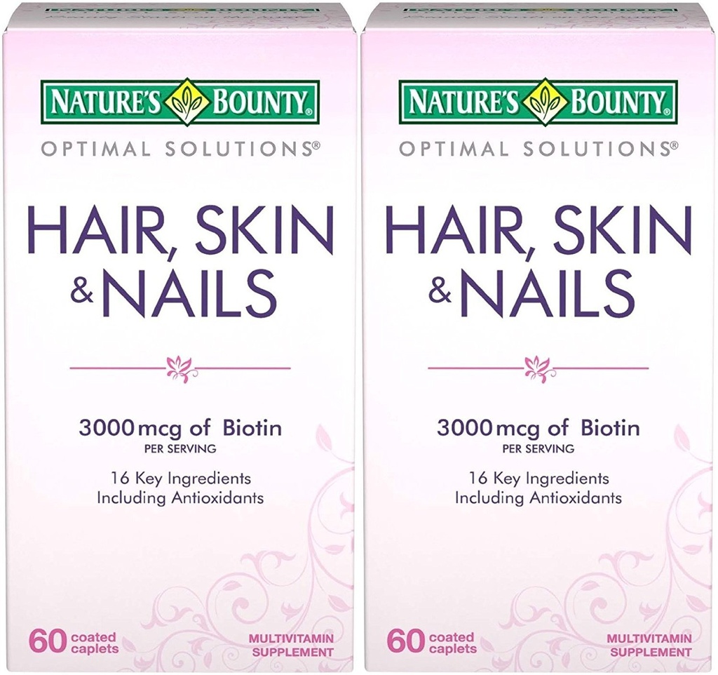 Nature's Bounty Optimal Solutions Φόρμουλα μαλλιών, δέρματος & νυχιών, 120 Coated Caplets (2 X 60 Count)