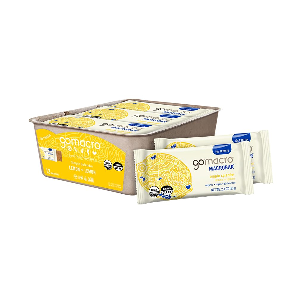 GoMacro MacroBar Organic Vegan Protein Bars - λεμόνι + λεμόνι (2,3 bars ουγγιά, 12 κόμης)
