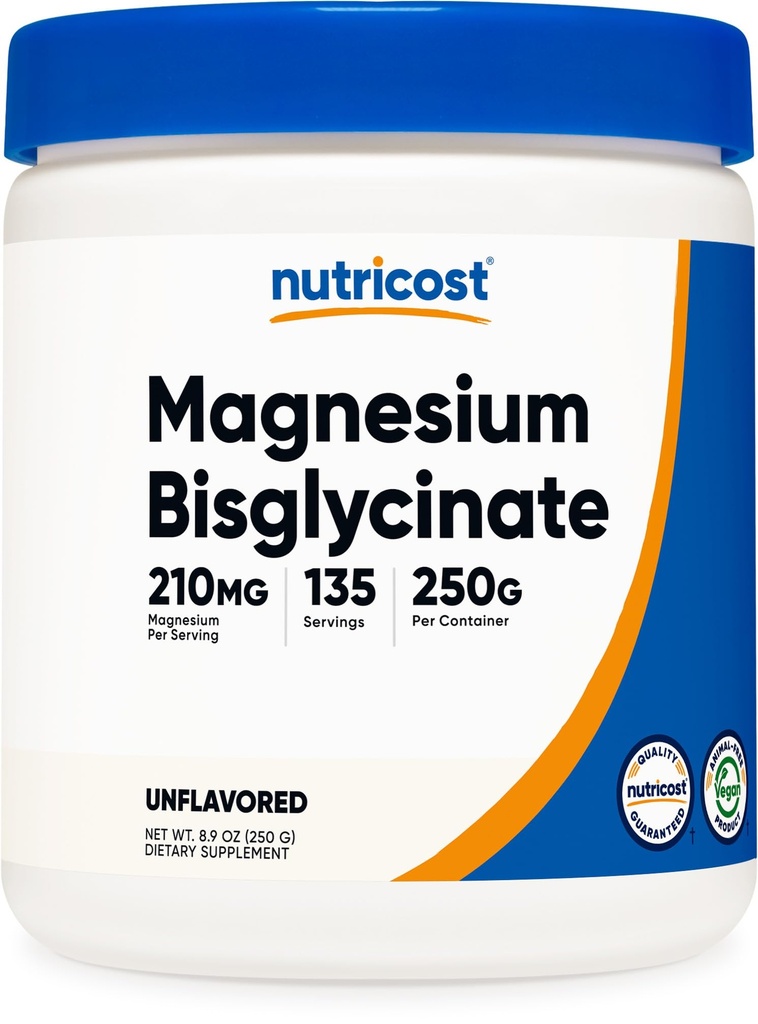 Nutricost Μαγνήσιο Διγλυκινικό Σκόνη (Άγευστη, 250 γραμμάρια) - Μη ΓΤΟ, Vegan συμπλήρωμα