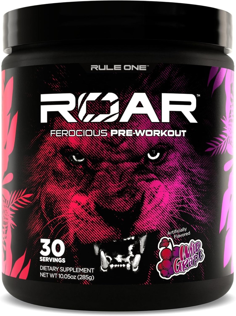 Κανόνας 1 R1 Roar - Πριν την προπόνηση σε σκόνη με Creatine, Beta-Alanine, Citrulline, Electrolytes & Caffeine (30 υπηρεσίες, Wild Grape)