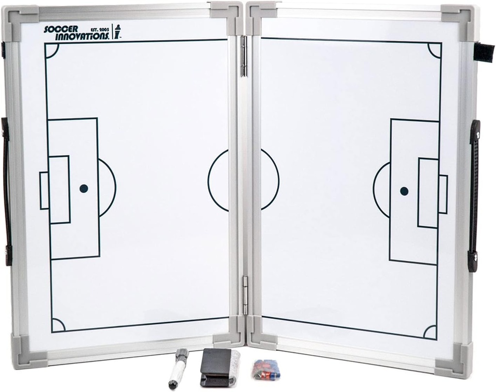 Soccer Innovations Hinged Magnetic Tactic Coaching Board, Εξαιρετικά Φορητό Dry Erase White Board for Soccer Coaches of All Levels to Perform Tactical Analysis.