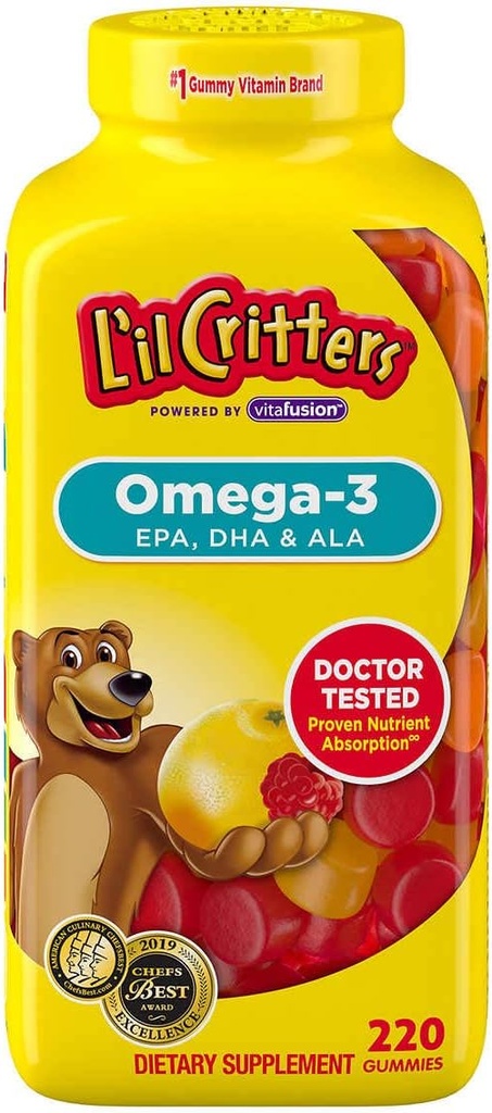 LIL CRITTERS Omega 3, EPA, DHA&ALA, 220 Gummies
