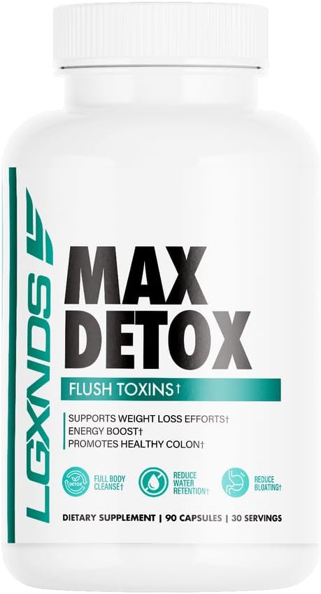 Max Detox – Καθαρισμός πλήρους σώματος, Μείωση της διατήρησης νερού, Μείωση του συμπληρώματος διατροφής - 60 κάψουλες, 30 υπηρεσίες