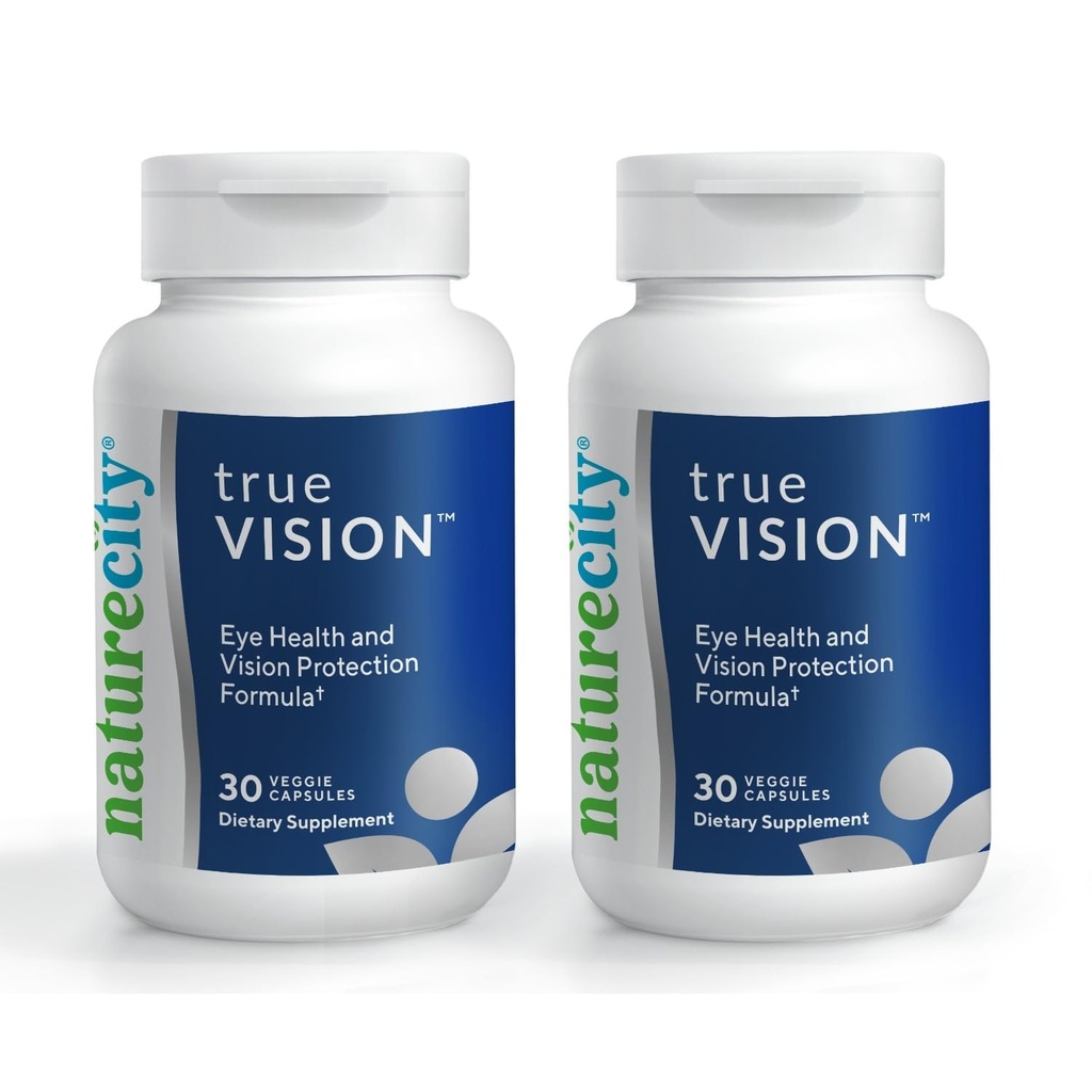 NatureCity True-Vision Eye Health Supplement - Φυτική Λουτεΐνη και Ζεαξανθίνη με Υψηλή Ικανότητα Saffron 20mg - Μπλε Φωτεινή Προστασία, Υποστήριξη Κεντρική και Νυχτερινή Όραση (60 Κάψουλες Veggie)