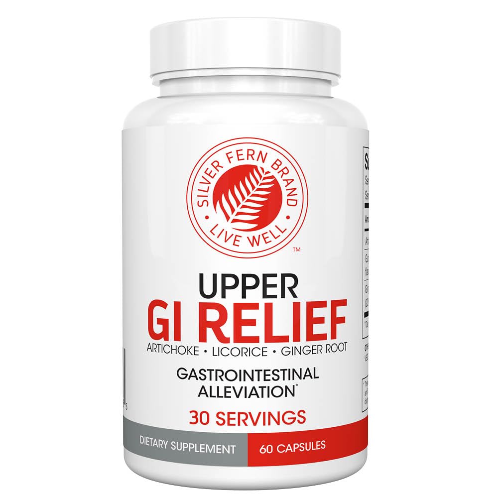Silver Fern GI Relief - Natural Herbal Supplement - All Natural with Artichoke Leaf Extract, Ginger Root Extract, and GutGuard Licorice Flavonoids (1 Bottle - 60 Capsules - 30 Day Supply)