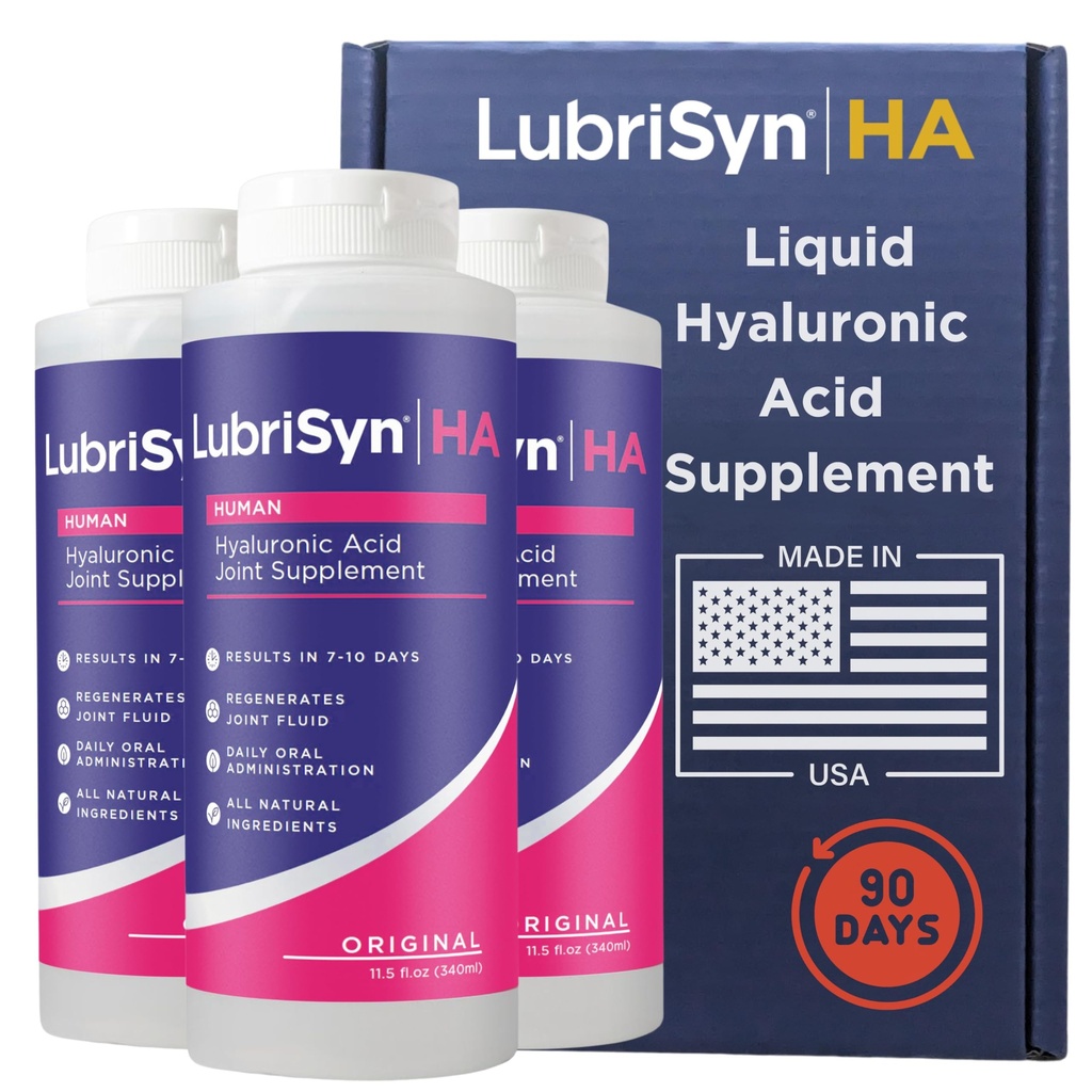 Lubrisyn Hyaluronic Acid Joint Supplement – Liquid HA Formula for Humans – Προάγει την κοινή υποστήριξη, την κινητικότητα, την ευελιξία, την ενυδάτωση και την υγιεινή λειτουργία για άνδρες και γυναίκες – Original 3 x 11,5oz