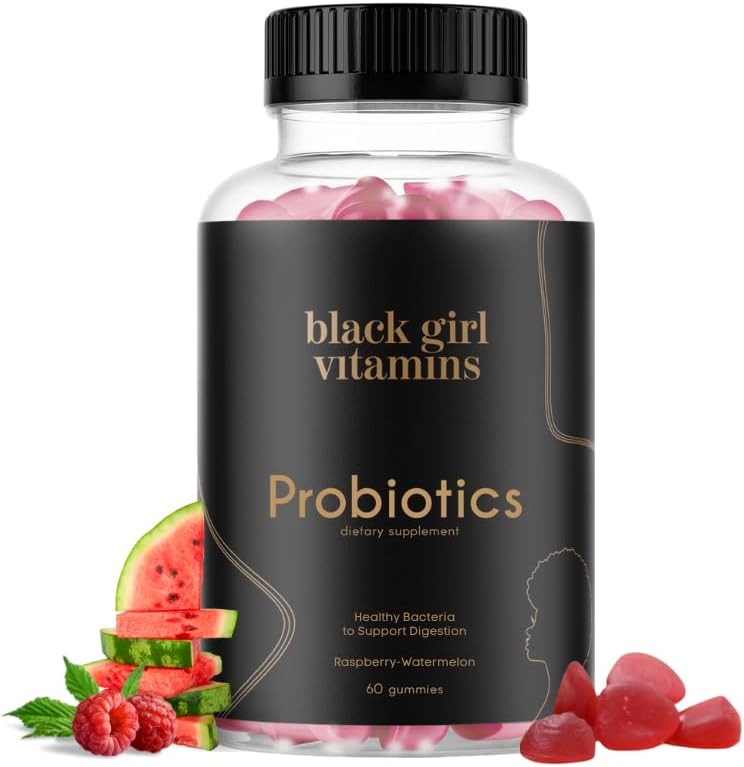 Black Girl Βιταμίνες - Probiotic Gummies for Digestive Health and Immune Support, Βιταμίνες χωρίς γλουτένη, (Raspberry-Watermelon), 60ct